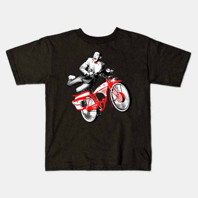 Pee Wee Herman's Big Adventure Bike Kids T-Shirt by Riso Art